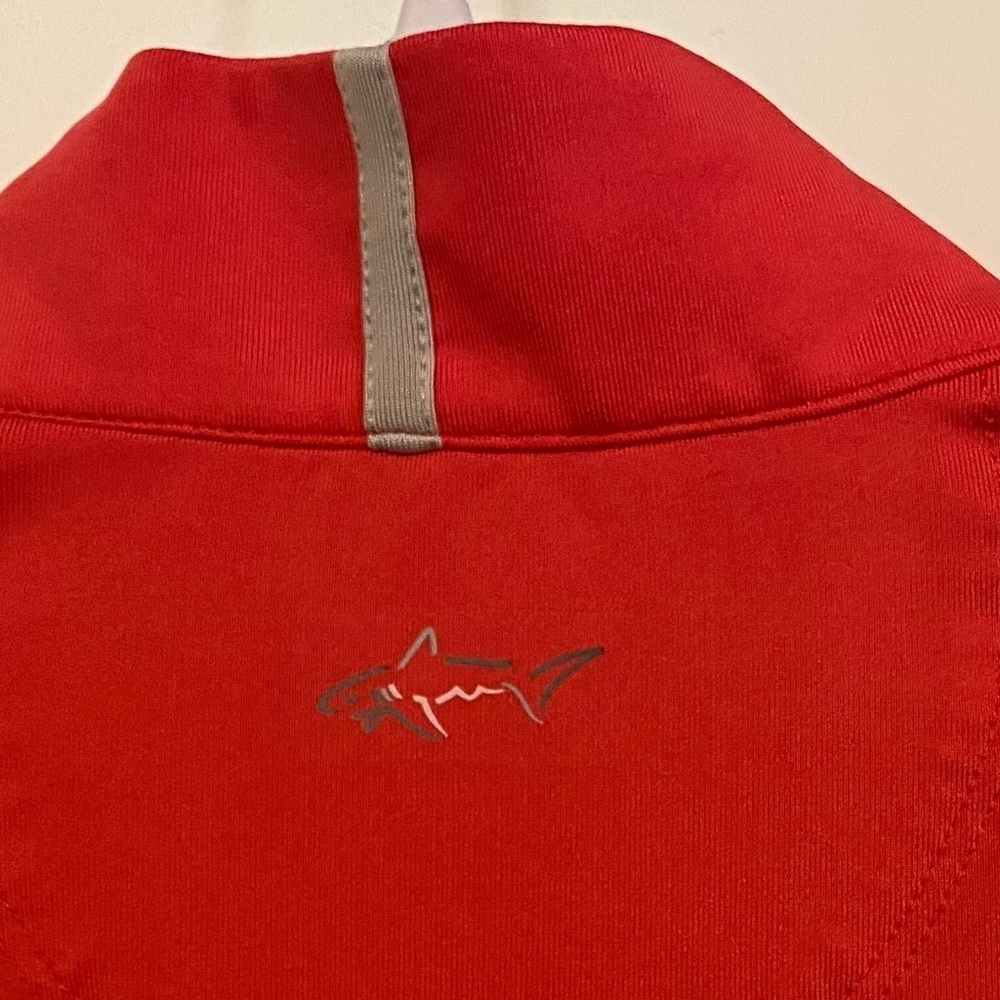 Greg Norman Long Sleeve 1/4 Zip Size S/P Pinkish Red Gray Accents Thumb Holes - Picture 5 of 8